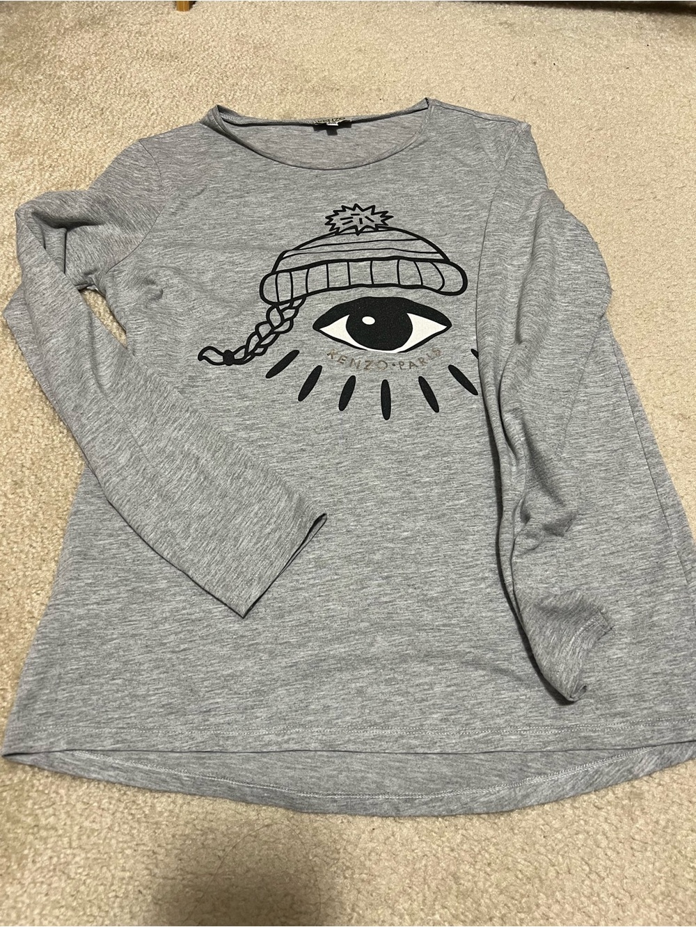Kenzo Kids Light Gray Tee - Logo Tag Detail
